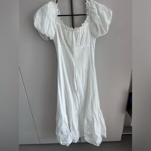 Auqa white midi dress with puff sleeve